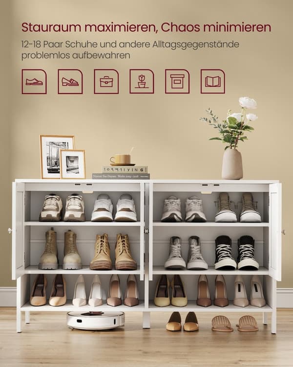 Rootz Skoskab - Opbevaringsorganisering - Skostativ - MDF-materiale - 35cm x 120cm x 70cm