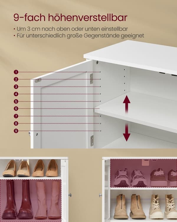 Rootz Skoskab - Opbevaringsorganisering - Skostativ - MDF-materiale - 35cm x 120cm x 70cm