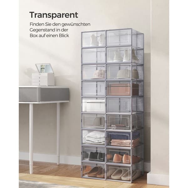Rootz Skolåda Organizer - Förvaringsbehållare - Klara plastbehållare - Stapelbar design - 33,5 cm x 23,2 cm x 14,3 cm - Set med 18