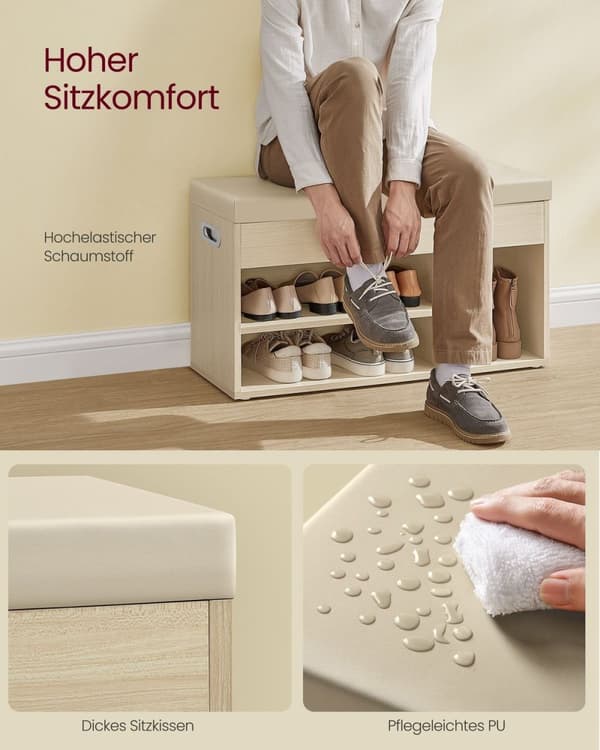 Rootz skoställsbänk - Entréorganisator - Skoförvaring - Spånskiva - 30 cm x 80 cm x 44 cm - 14,6 kg - 150 kg Kapacitet