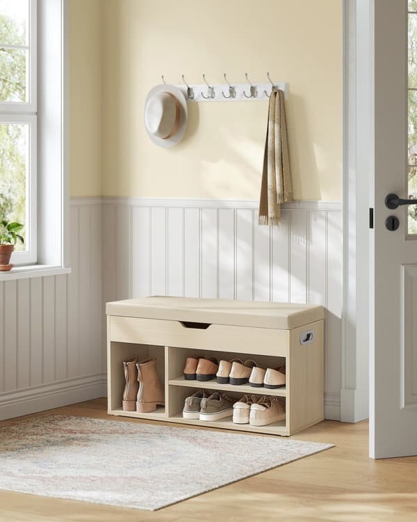 Rootz skoställsbänk - Entréorganisator - Skoförvaring - Spånskiva - 30 cm x 80 cm x 44 cm - 14,6 kg - 150 kg Kapacitet