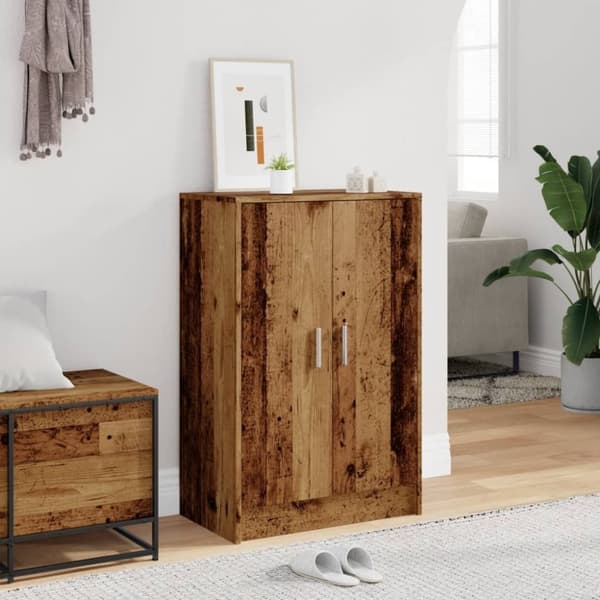 vidaXL skoskab 60x35x92 cm konstrueret træ antikt eg