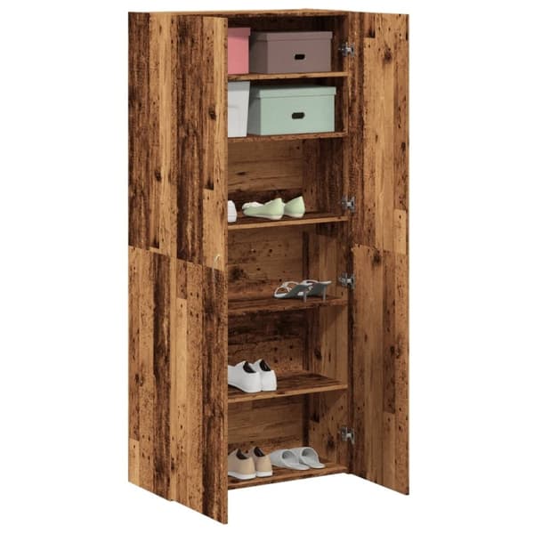 vidaXL skoskab 80x35,5x180 cm konstrueret træ antikt træ