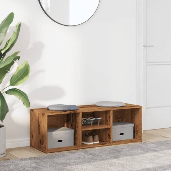 vidaXL skobænk 105x35x35 cm konstrueret træ antikt trælook