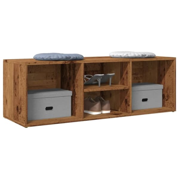 vidaXL skobænk 105x35x35 cm konstrueret træ antikt trælook