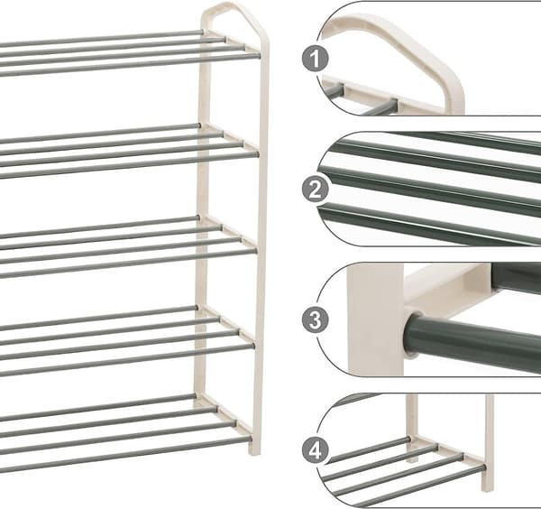 Rootz Skoställ - Förvaringsorganisator - Skohylla i flera våningar - Hög kvalitet - 19,5 cm x 79 cm x 79 cm - Stål-plastkomposit - Platssparande