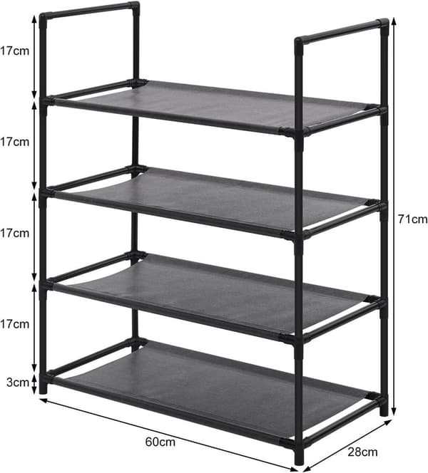 Rootz skostativ - 12-par skoholder - Pladsbesparende skohylde - Stål-plast af høj kvalitet - Stor kapacitet - 60 cm x 28 cm x 71 cm