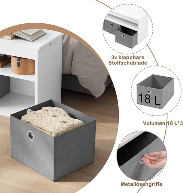 Rootz Shoe Opbevaringsbænk - Entryway Bænk - Gang Organizer - Stofskuffer - Spånplader & MDF - 102cm x 45cm x 30cm