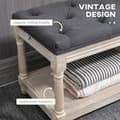Pikkukuva 4 / 10: Rootz-kenkäpenkki Vintage Design - käytävän säilytyspenkki - Kangaspehmustettu istuin - Tukeva puurunko - Säilytyshylly - 115cm x 40cm x 48cm