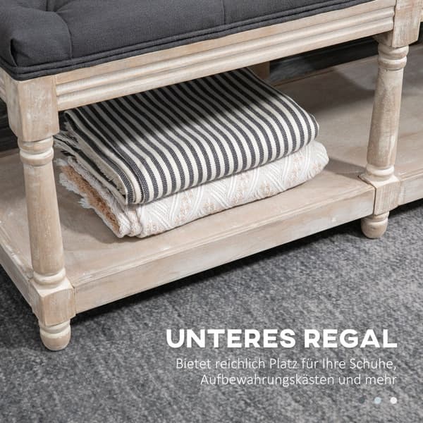 Rootz-kenkäpenkki Vintage Design - käytävän säilytyspenkki - Kangaspehmustettu istuin - Tukeva puurunko - Säilytyshylly - 115cm x 40cm x 48cm