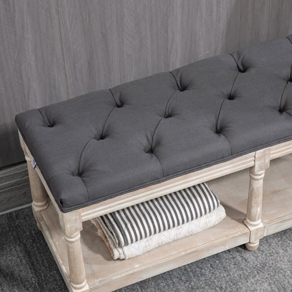 Rootz-kenkäpenkki Vintage Design - käytävän säilytyspenkki - Kangaspehmustettu istuin - Tukeva puurunko - Säilytyshylly - 115cm x 40cm x 48cm