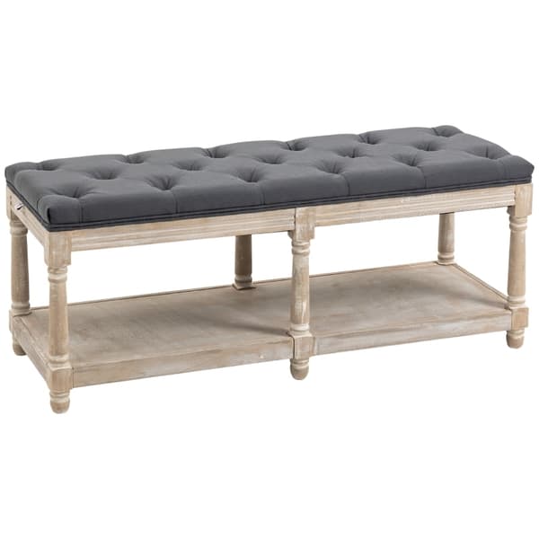 Rootz-kenkäpenkki Vintage Design - käytävän säilytyspenkki - Kangaspehmustettu istuin - Tukeva puurunko - Säilytyshylly - 115cm x 40cm x 48cm