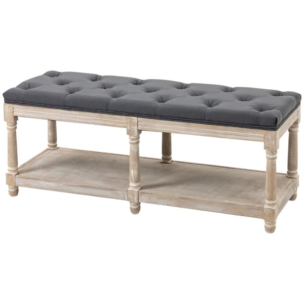 Rootz-kenkäpenkki Vintage Design - käytävän säilytyspenkki - Kangaspehmustettu istuin - Tukeva puurunko - Säilytyshylly - 115cm x 40cm x 48cm