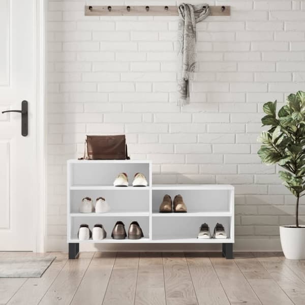 Skoskåp vit 102x36x60 cm konstruerat trä