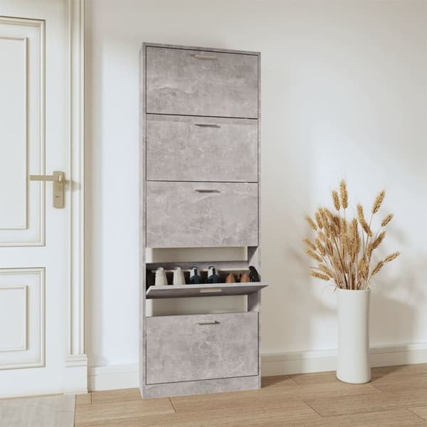 Skoskåp betonggrå 59x17x169 cm konstruerat trä