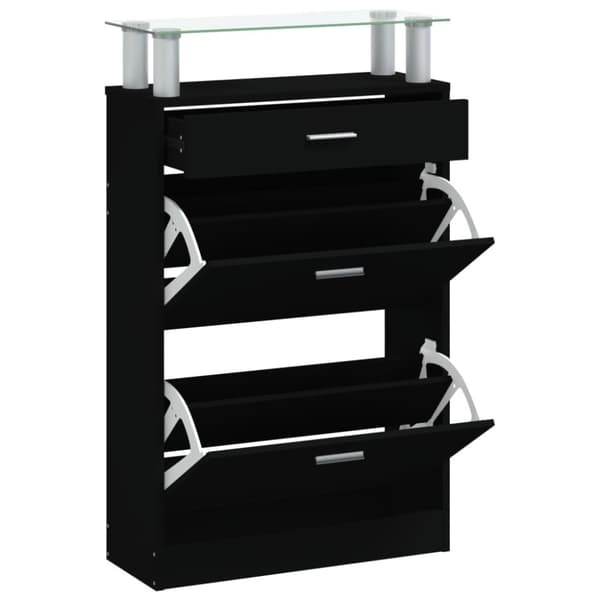 Skoskåp svart 63x24x104 cm konstruerat trä