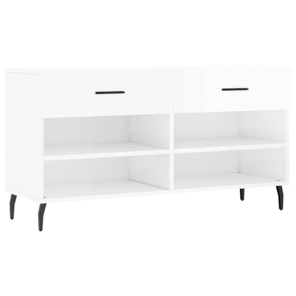 Skobänk vit högglans 102x35x55 cm konstruerat trä