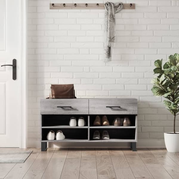 Skobänk grå sonoma 102x35x55 cm konstruerat trä