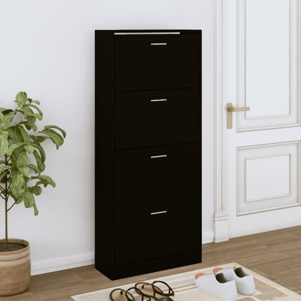 Skoskåp svart 63x24x147 cm konstruerat trä