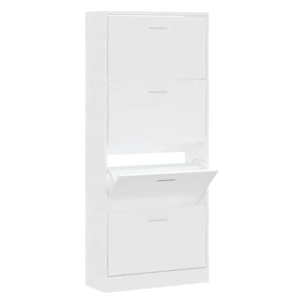 Skoskåp vit 63x24x147 cm konstruerat trä