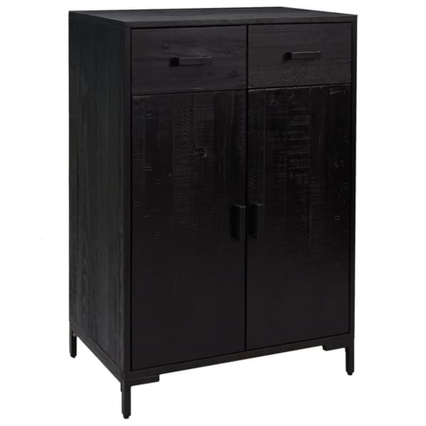 Skoskåp svart 75x40x110 cm massiv furu