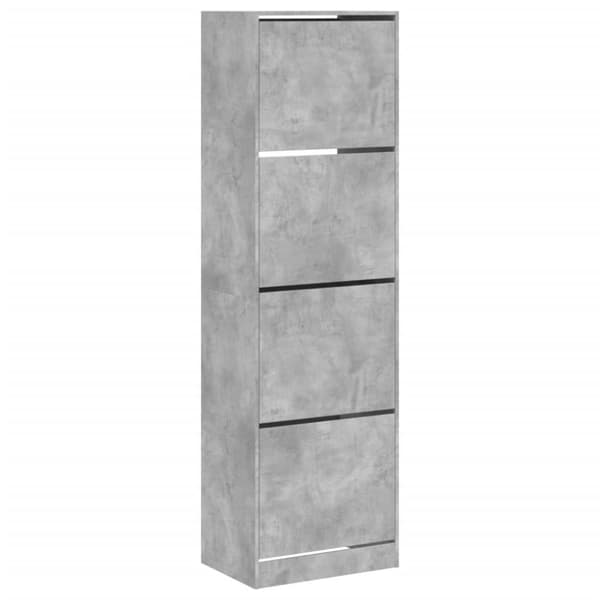 Skoskåp med 4 flip-lådor betonggrå 60x42x204 cm