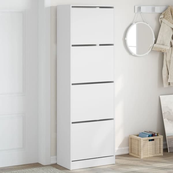 Skoskåp med 4 flip-lådor vit 60x34x187,5 cm