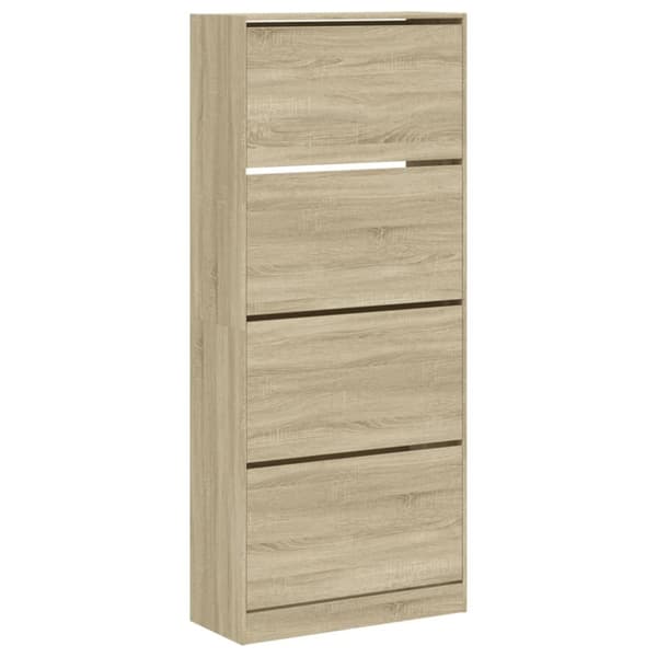 Skoskåp med 4 flip-lådor sonoma-ek 80x34x187,5 cm