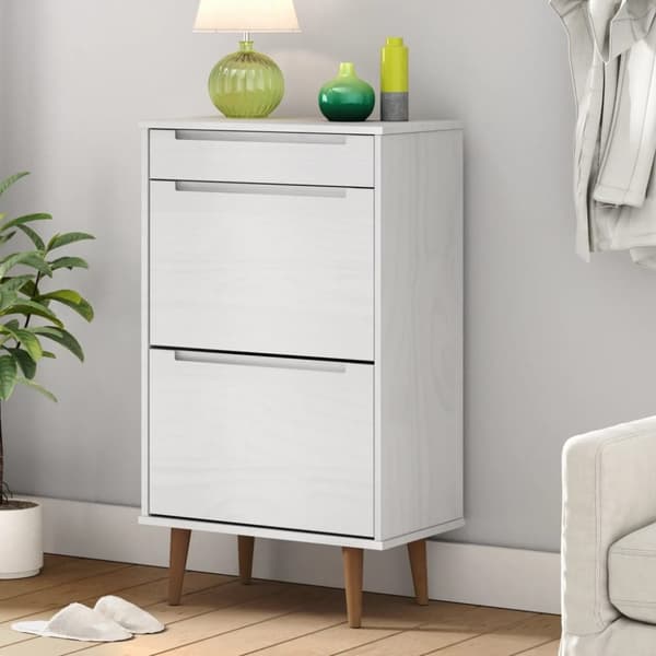 Skoskåp MOLDE vit 59,5x35x103 cm massiv furu