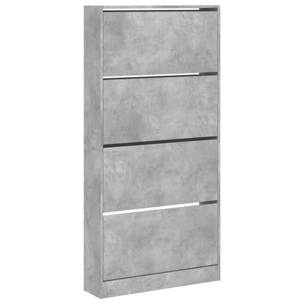 Skoskåp med 4 flip-lådor betonggrå 80x21x163,5 cm