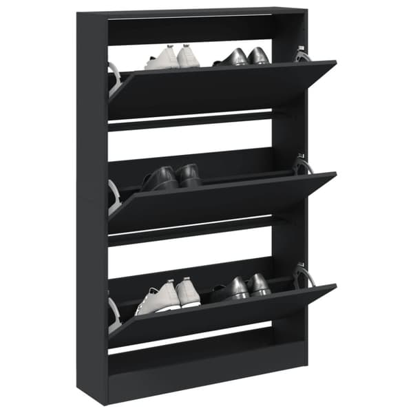 Skohylla svart 80x21x125,5 cm konstruerat trä
