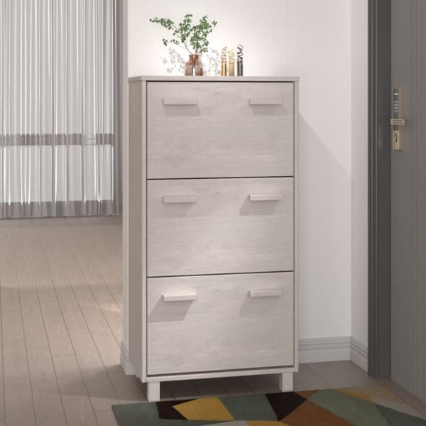 Skoskåp HAMAR vit 59,5x35x117 cm massiv furu