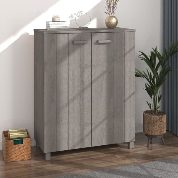 Skoskåp HAMAR ljusgrå 85x40x108 cm massiv furu