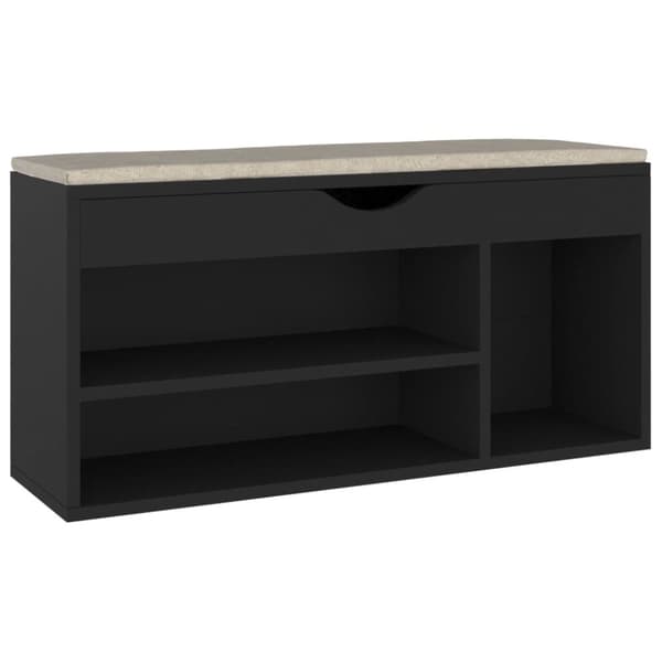 Skobänk med dyna svart 104x30x49 cm konstruerat trä