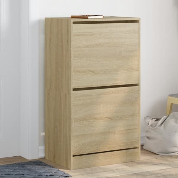 Skoskåp med 2 flip-lådor sonoma-ek 60x42x108 cm