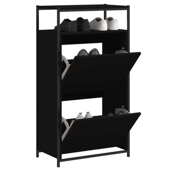 Skohylla svart 60x34x112 cm konstruerat trä