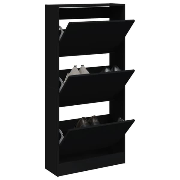 Skohylla svart 60x21x125,5 cm konstruerat trä