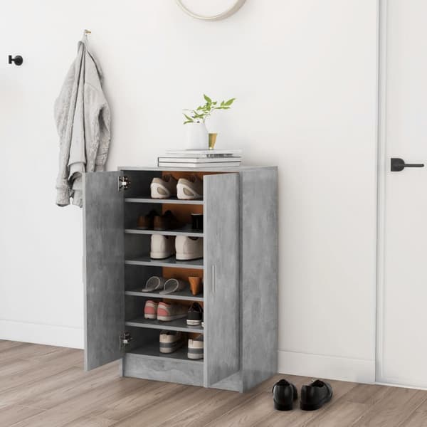 Skoskåp betonggrå 60x35x92 cm konstruerat trä