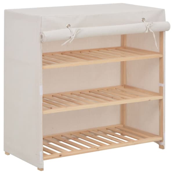 Skoförvaring med överdrag vit 79x40x80 cm tyg