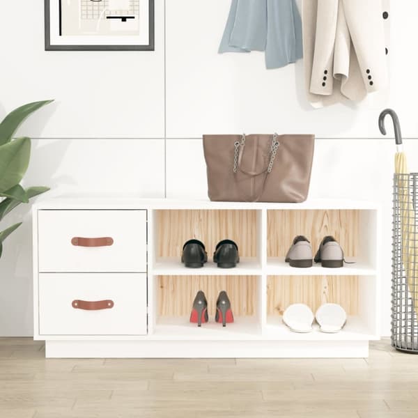 Skobänk vit 100x34x45 cm massiv furu