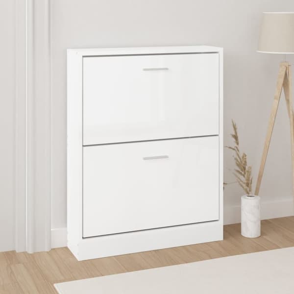 Skoskåp vit högglans 59x17x81 cm konstruerat trä