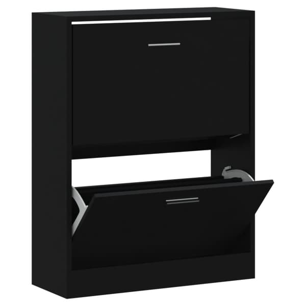 Skoskåp svart 63x24x81 cm konstruerat trä