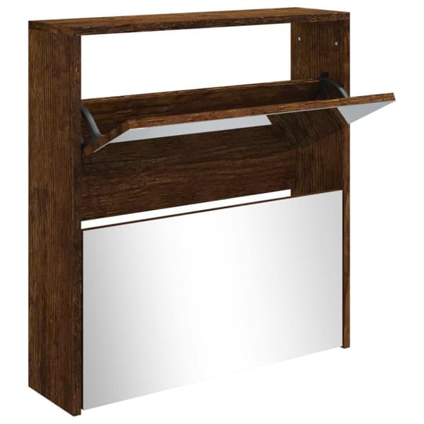 Skoskåp med 2 skåp rökfärgad ek 63x17x67 cm