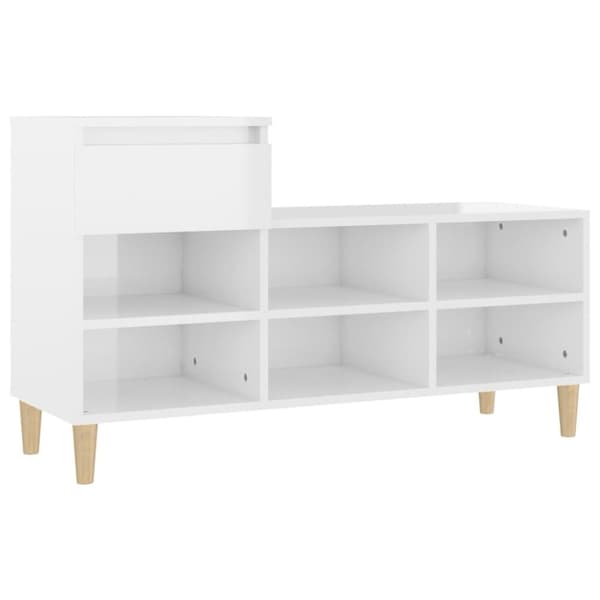 Skoskåp vit högglans 102x36x60 cm konstruerat trä