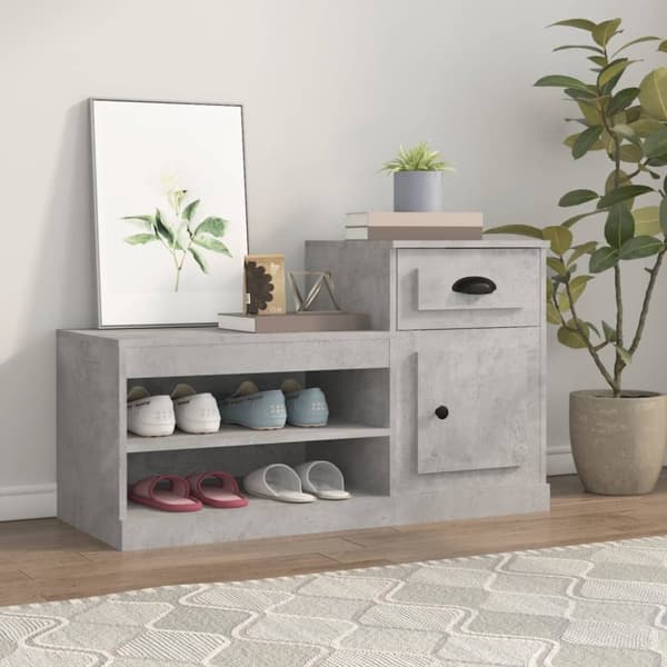Skoskåp betonggrå 100x42x60 cm konstruerat trä