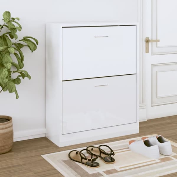 Skoskåp vit högglans 63x24x81 cm konstruerat trä