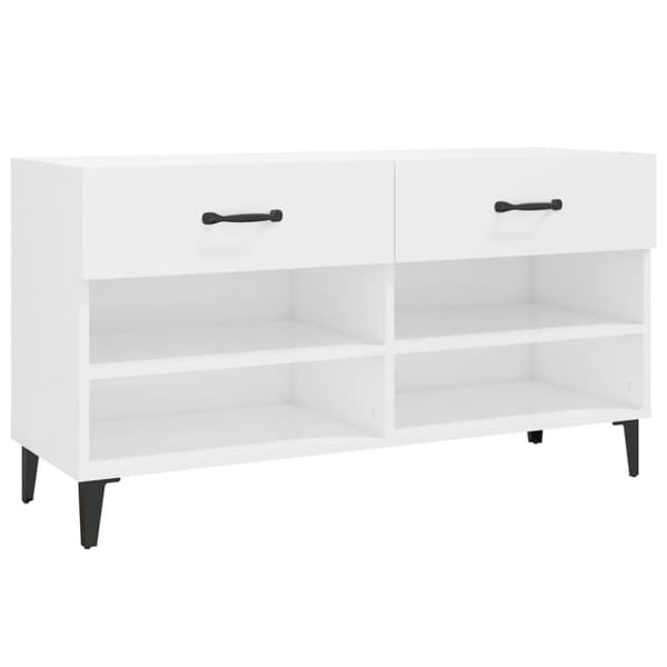 Skoskåp vit högglans 102x35x55 cm konstruerat trä