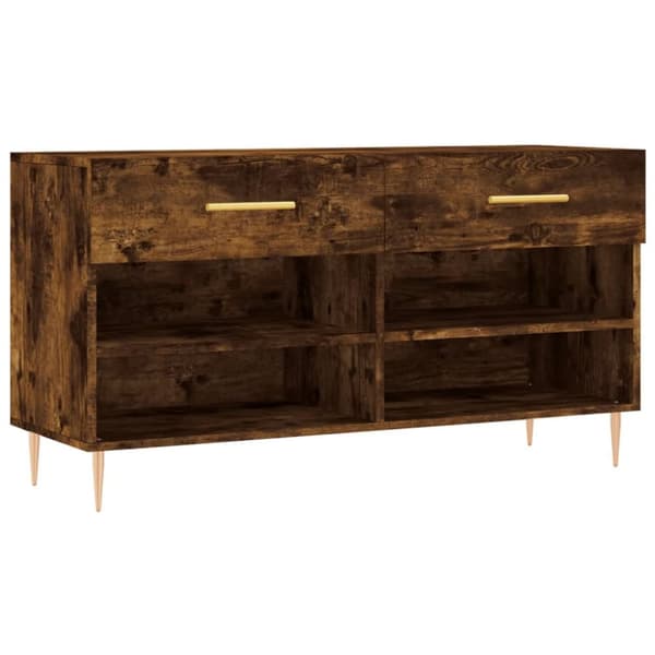Skobänk rökfärgad ek 102x35x55 cm konstruerat trä
