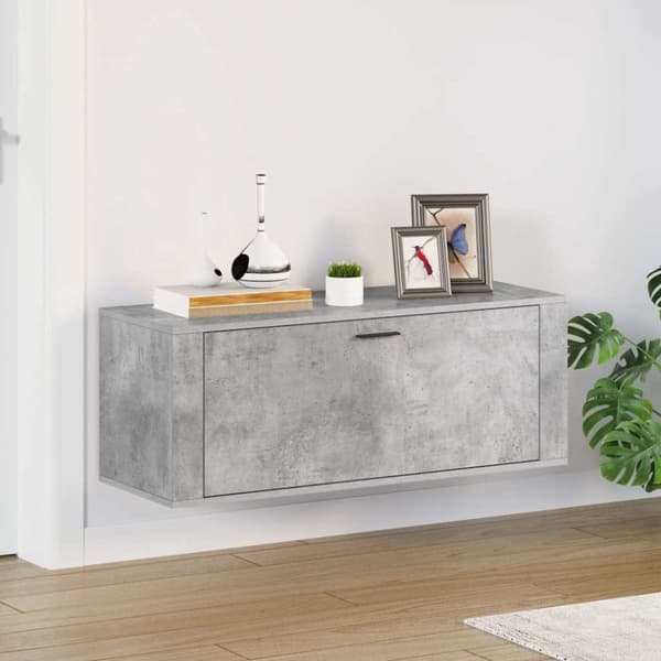 Väggmonterat skoställ betonggrå 100x35x38 cm konstruerat trä