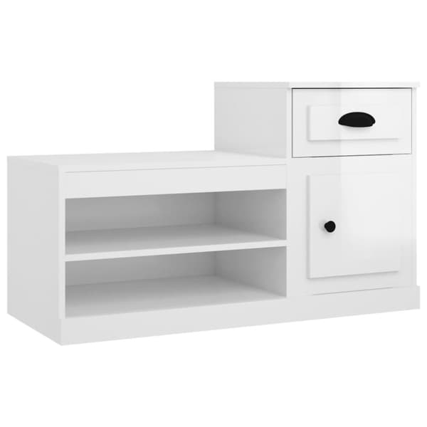 Skoskåp vit högglans 100x42x60 cm konstruerat trä